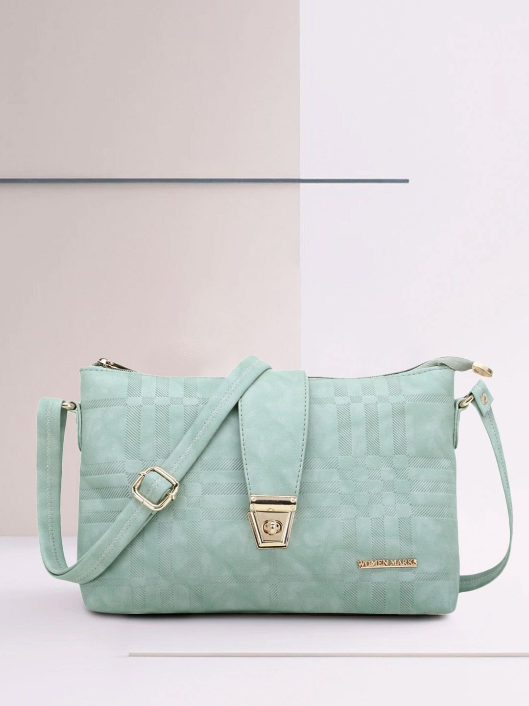 WOMEN MARKS Sea Green PU Shopper Sling Bag Price in India