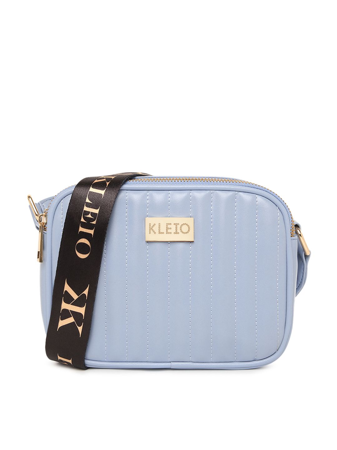 KLEIO Turquoise Blue Self Design Structured Sling Bag Price in India