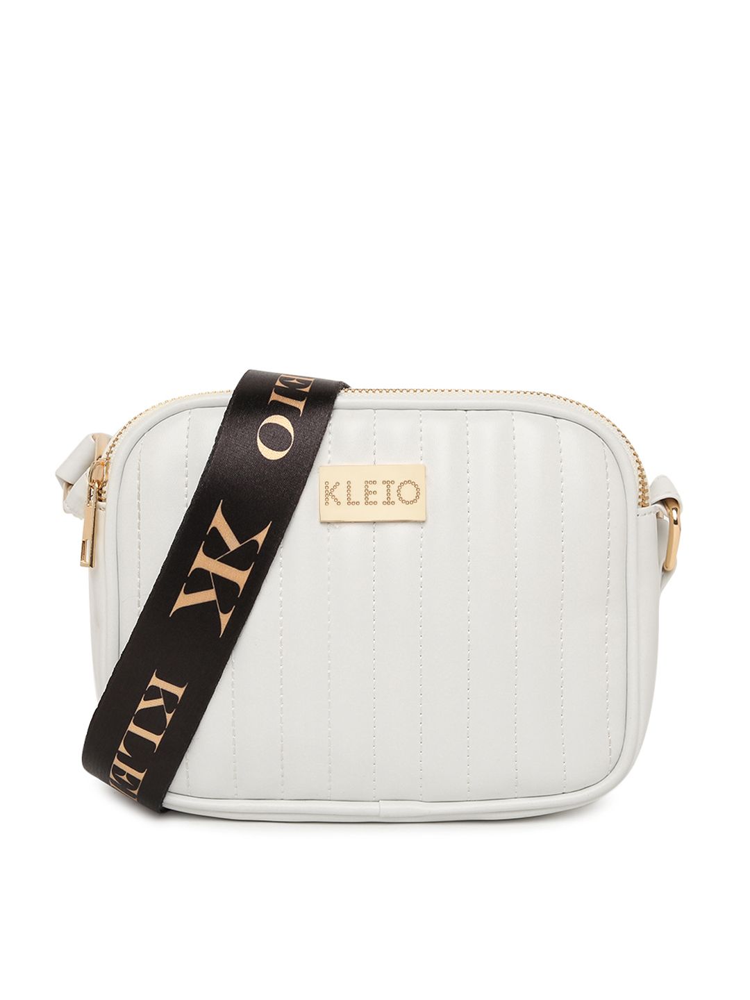 KLEIO White PU Structured Sling Bag with Tasselled Price in India