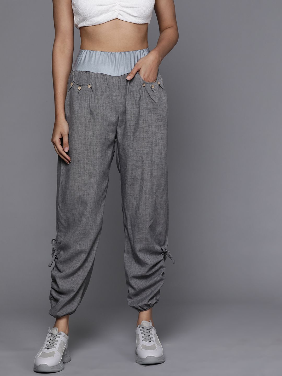 JC Mode Women Grey Solid Joggers Price in India