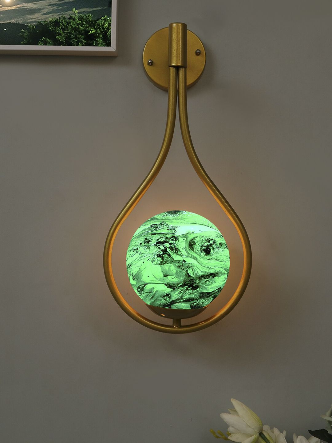 Homesake Green Drop Neptune Golden Light Wall Lamp Price in India