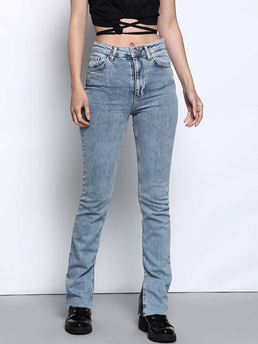 DeFacto Women Blue Solid Stretchable Jeans Price in India