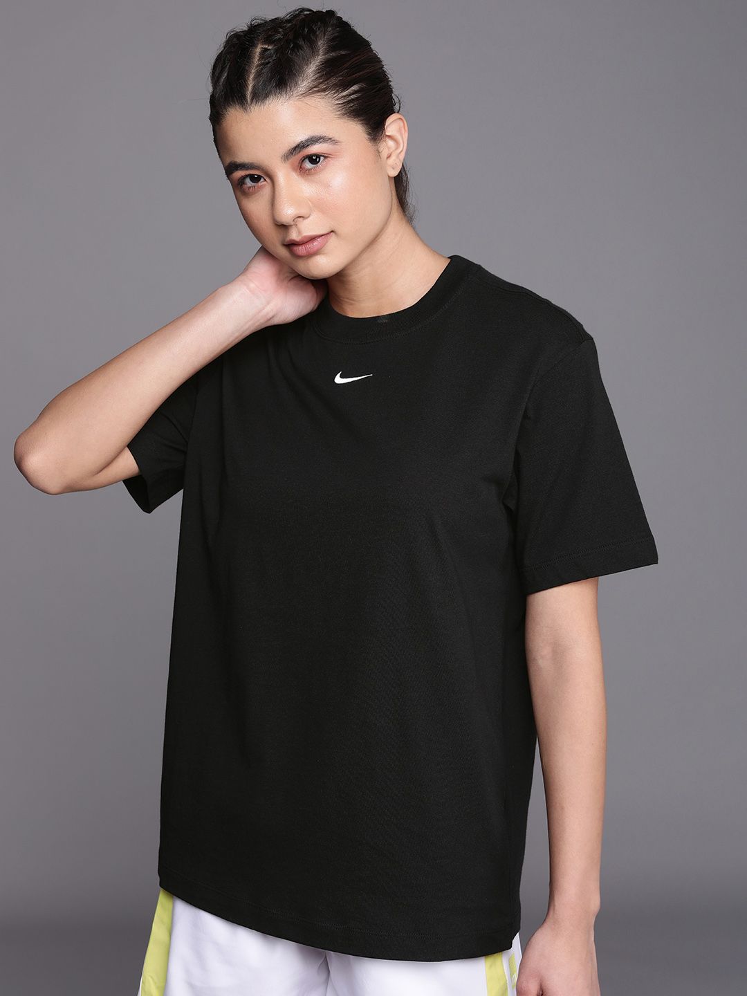 Nike Women Black T-shirt Price in India