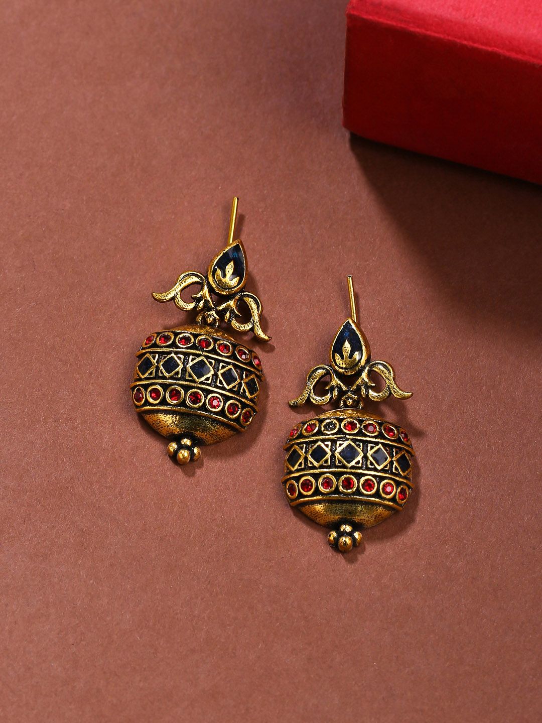 Studio Voylla Gold Arabian Nights Antique Lamp Designed Earrings Price in India