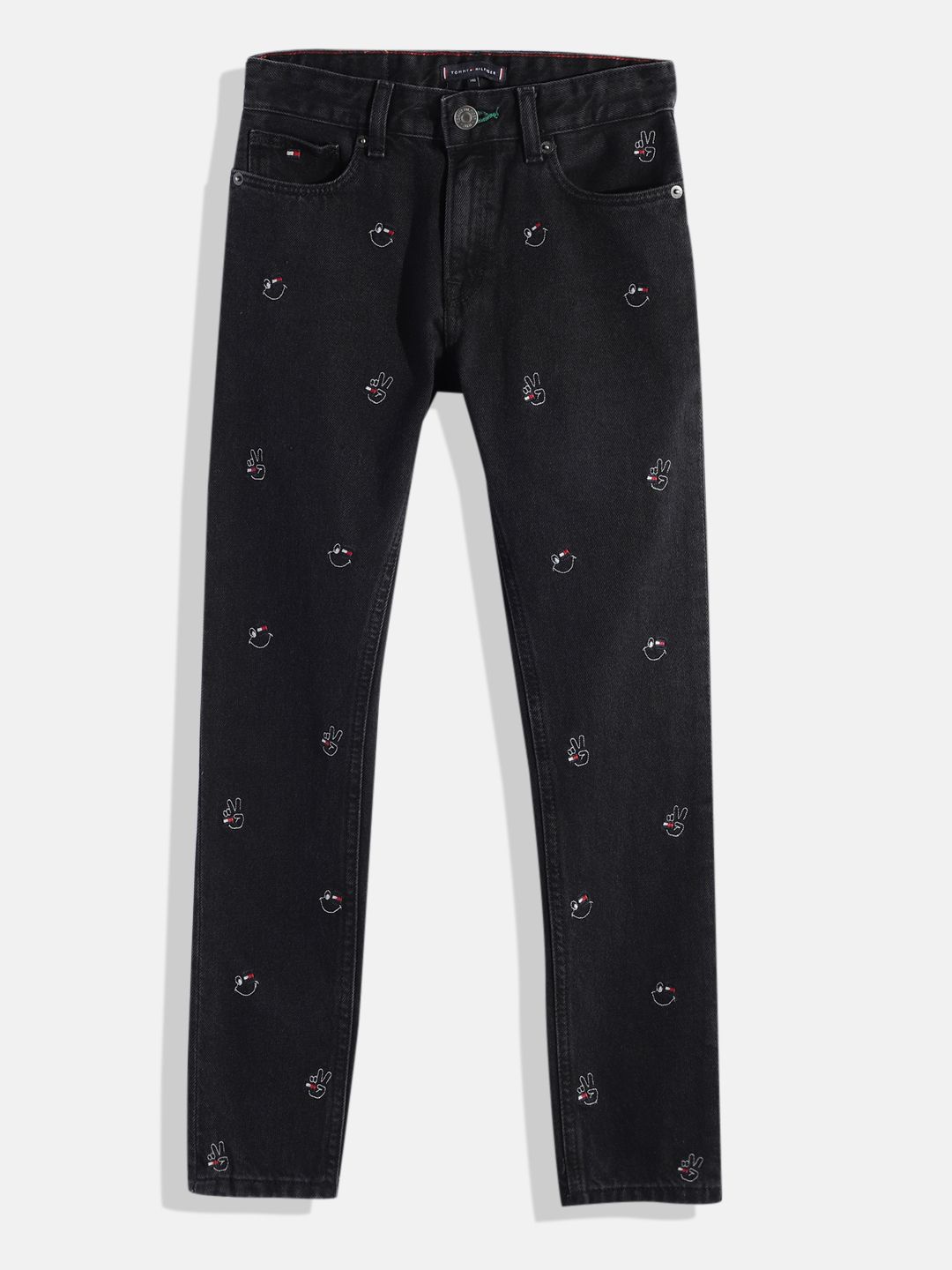 Tommy Hilfiger Boys Slim Fit Printed Pure Cotton Stretchable Jeans