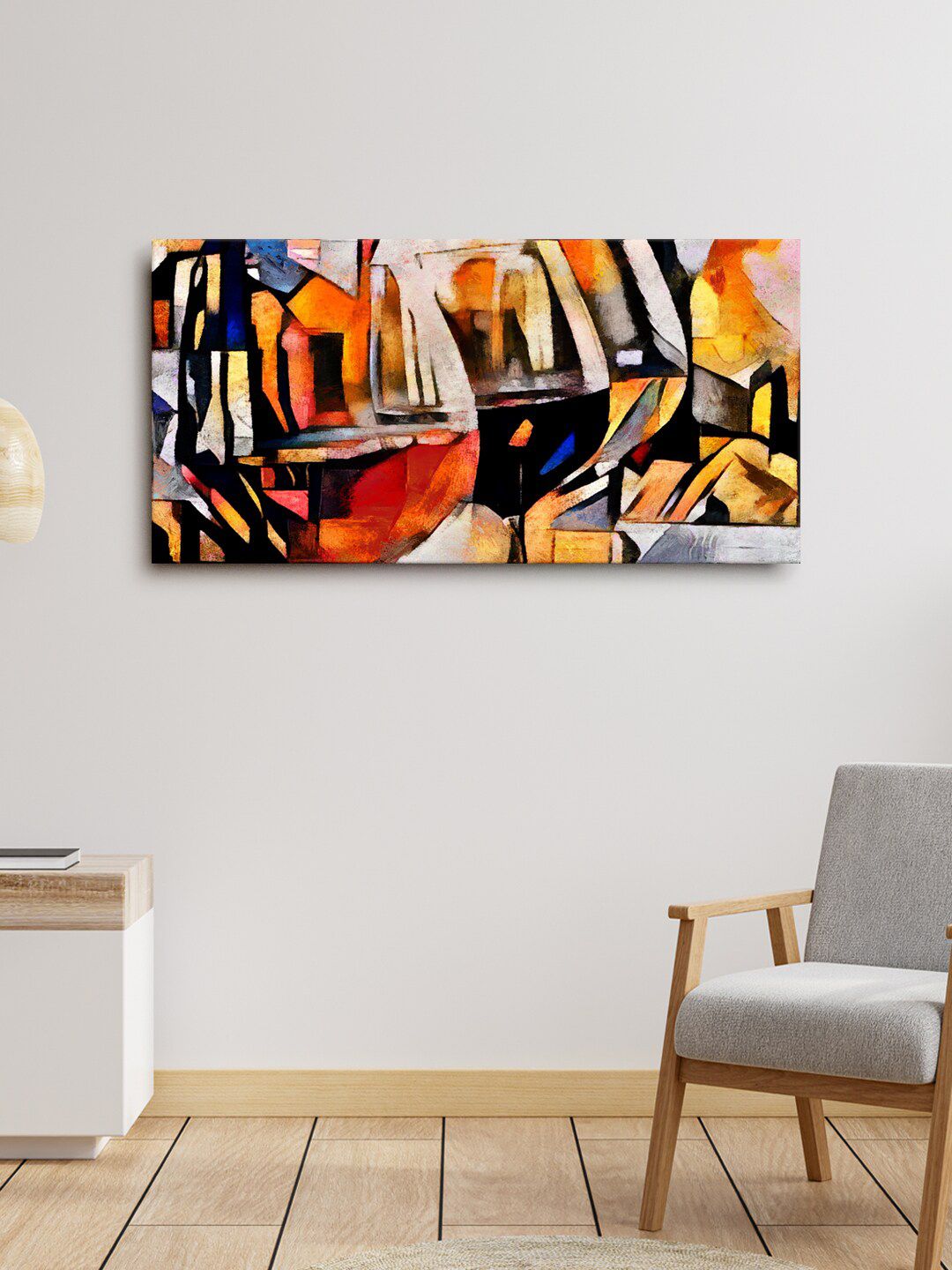 999Store Brown & Orange Abstract Canvas Painting Wall Art Price in India