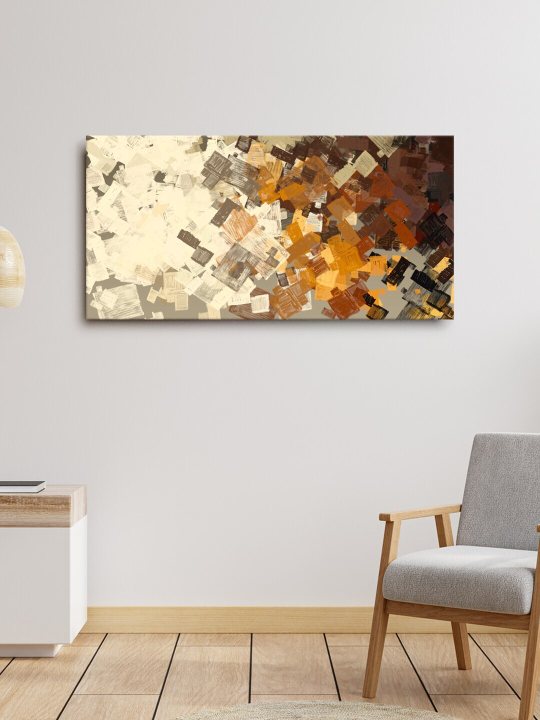 999Store Brown & Beige Abstract Painting Wall Art Price in India