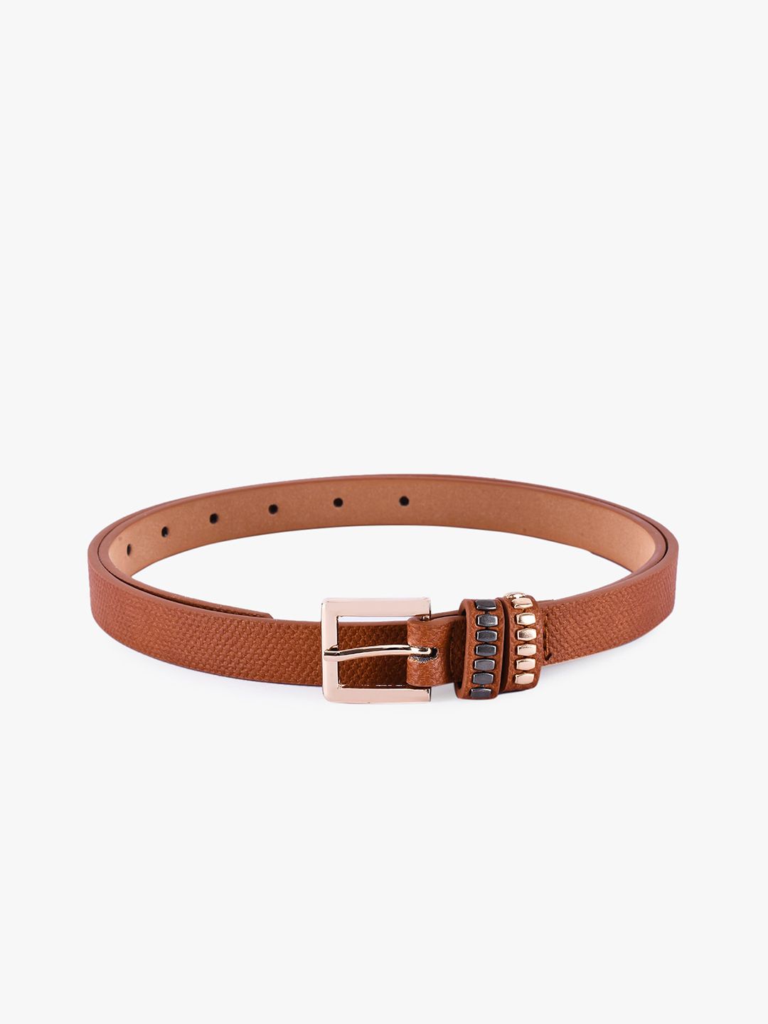 BuckleUp Women Tan Textured Casual Belt Price in India