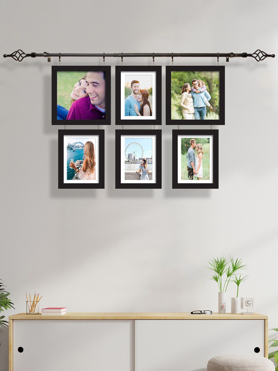 Art Street Set of 6 Black & White Chandelier Photo Frame With Hanging Rod Price in India