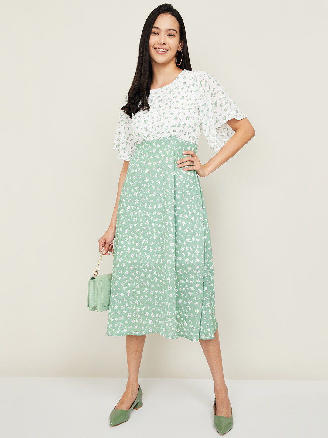 CODE by Lifestyle Women Green Midi Dress Price in India