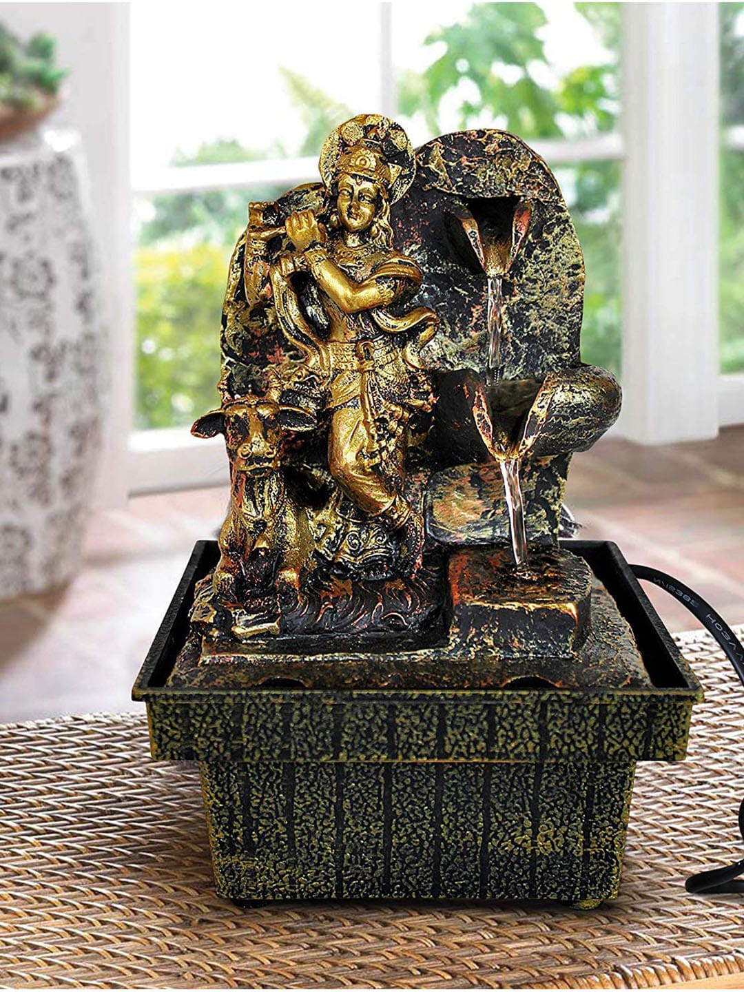 TIED RIBBONS Bronze-Toned Krishna Idol Water Fountain Price in India