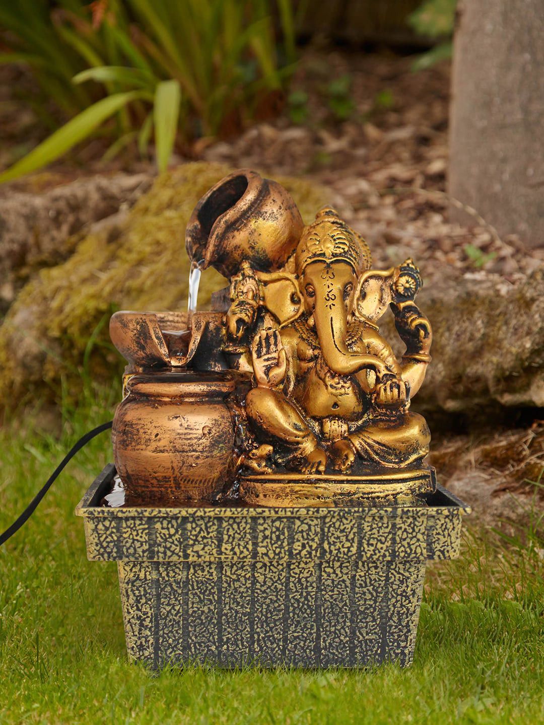 TIED RIBBONS Gold-Toned & Copper Decorative Ganesha Statue Water Fountain Price in India