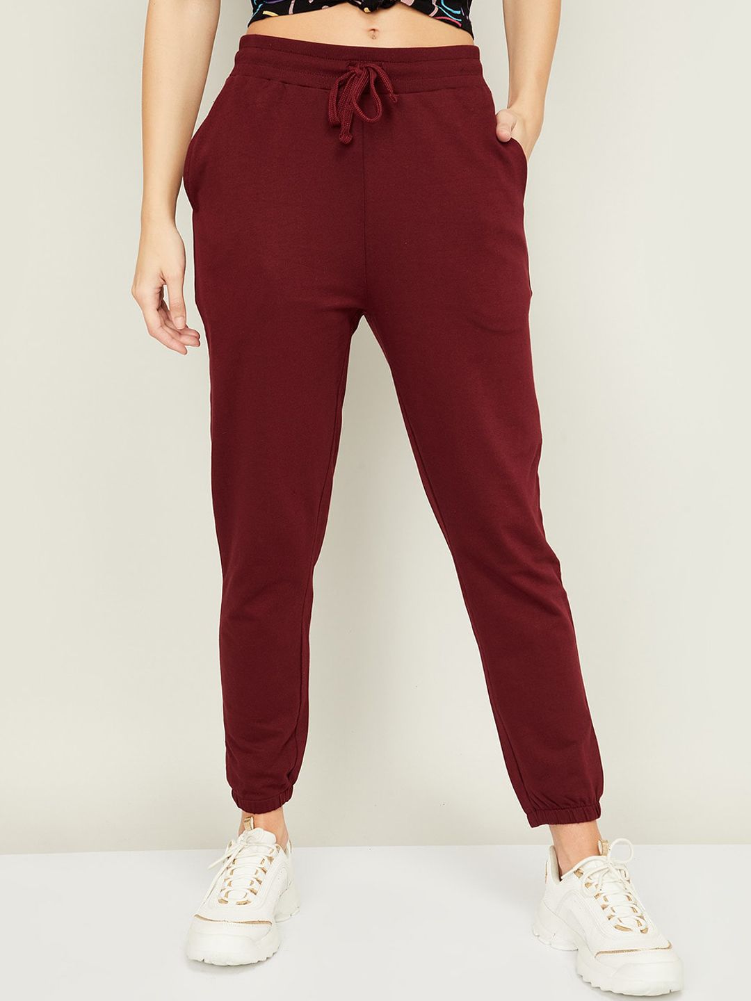 Fame Forever by Lifestyle Women Maroon Joggers Trousers Price in India