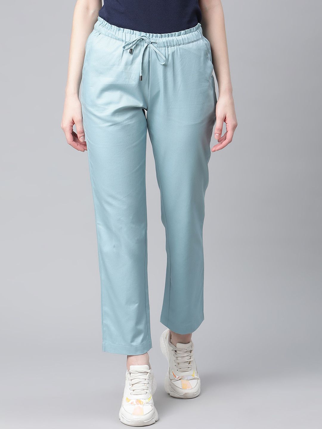 VANCA ECO Women Blue Solid Trousers Price in India