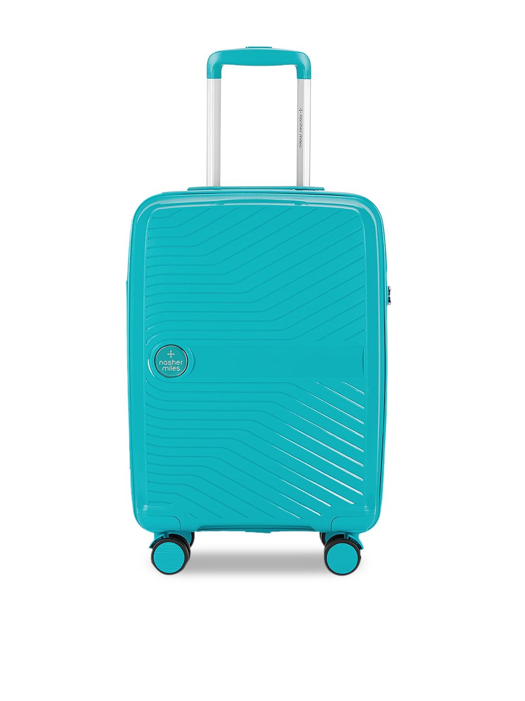 Nasher Miles Teal Blue Textured Hard-Sided Cabin Trolley Suitcase Price in India