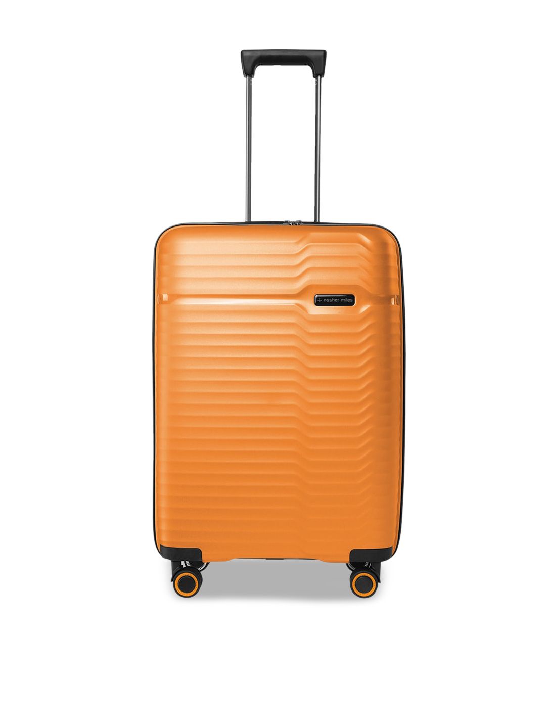 Nasher Miles Orange & Black Textured Hard-Sided Medium Trolley Suitcase Price in India