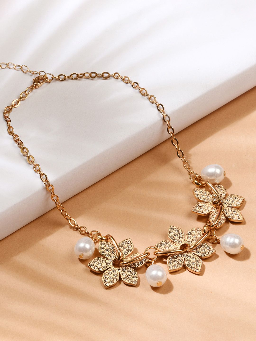 Lilly & sparkle Gold-Toned & White Gold-Plated Choker Necklace Price in India