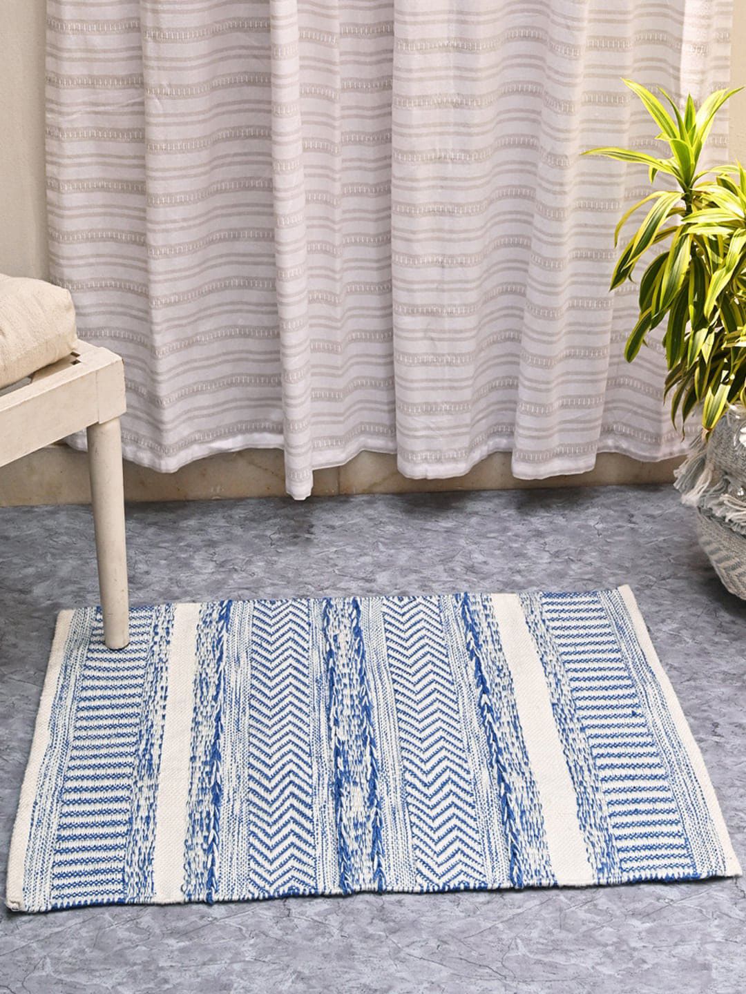 AVI Living Blue Sustainable Hand Woven Rug Price in India