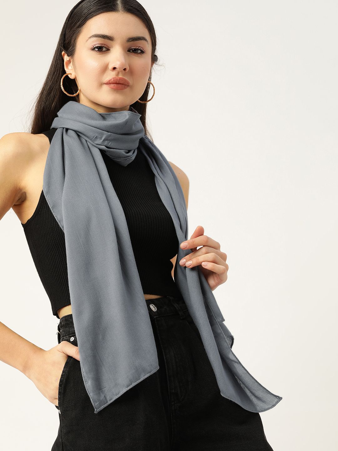 DressBerry Women Blue Solid  Scarf Price in India