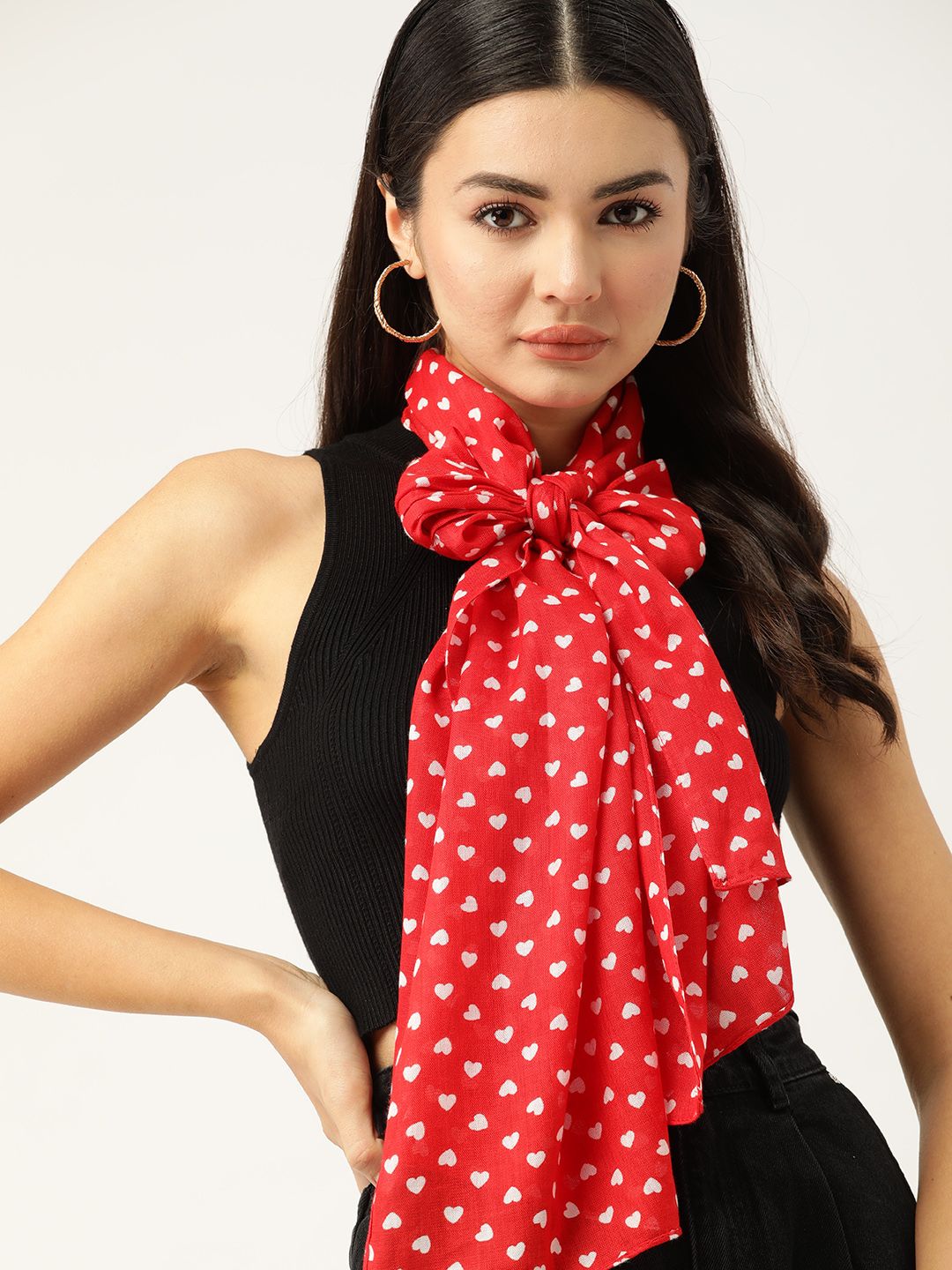 DressBerry Women Red & White Printed Scarf Price in India
