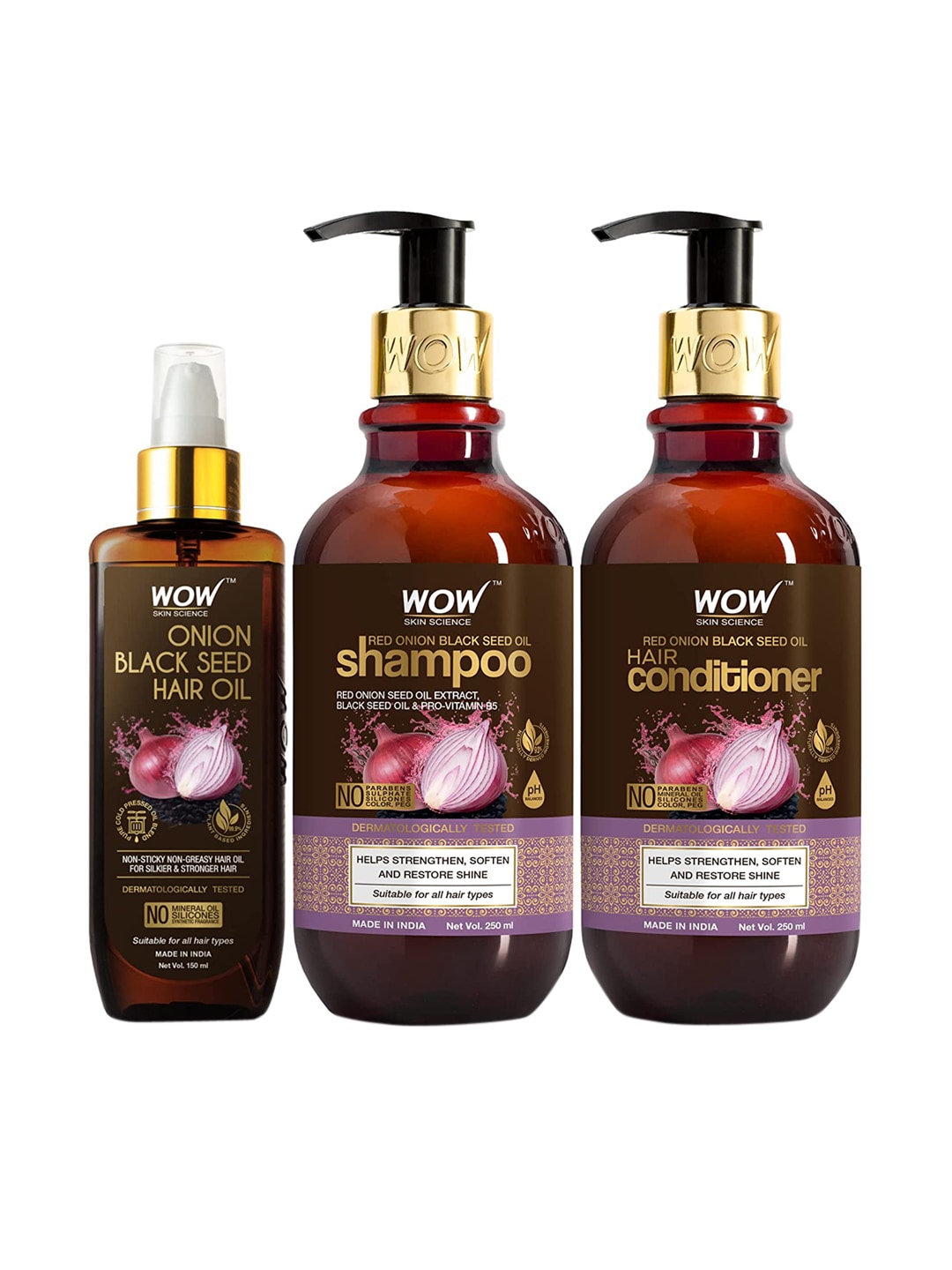 WOW SKIN SCIENCE Onion Oil Ultimate Hair Care Kit - Shampoo & Hair Conditioner & Hair Oil- 650 Ml Price in India