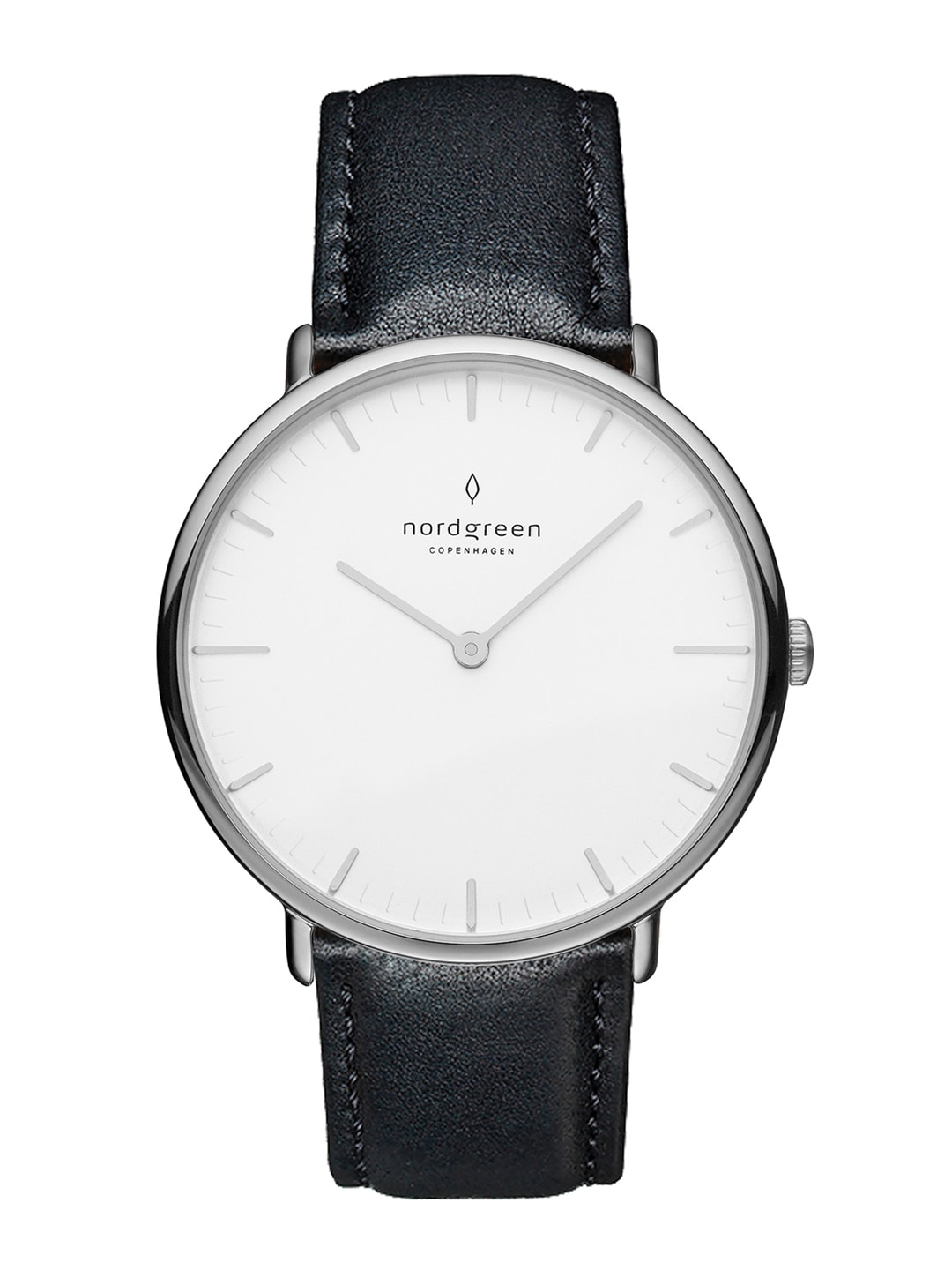 Nordgreen Unisex White Embellished Dial & Black Leather Straps Analogue Watch NR40SILEBLXX Price in India