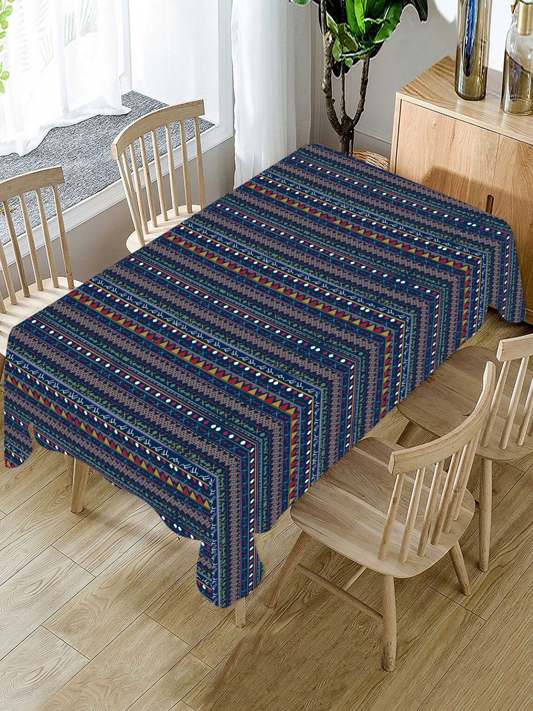 AEROHAVEN Multicoloured Geometric Printed Cotton 4-Seater Table Cover Price in India