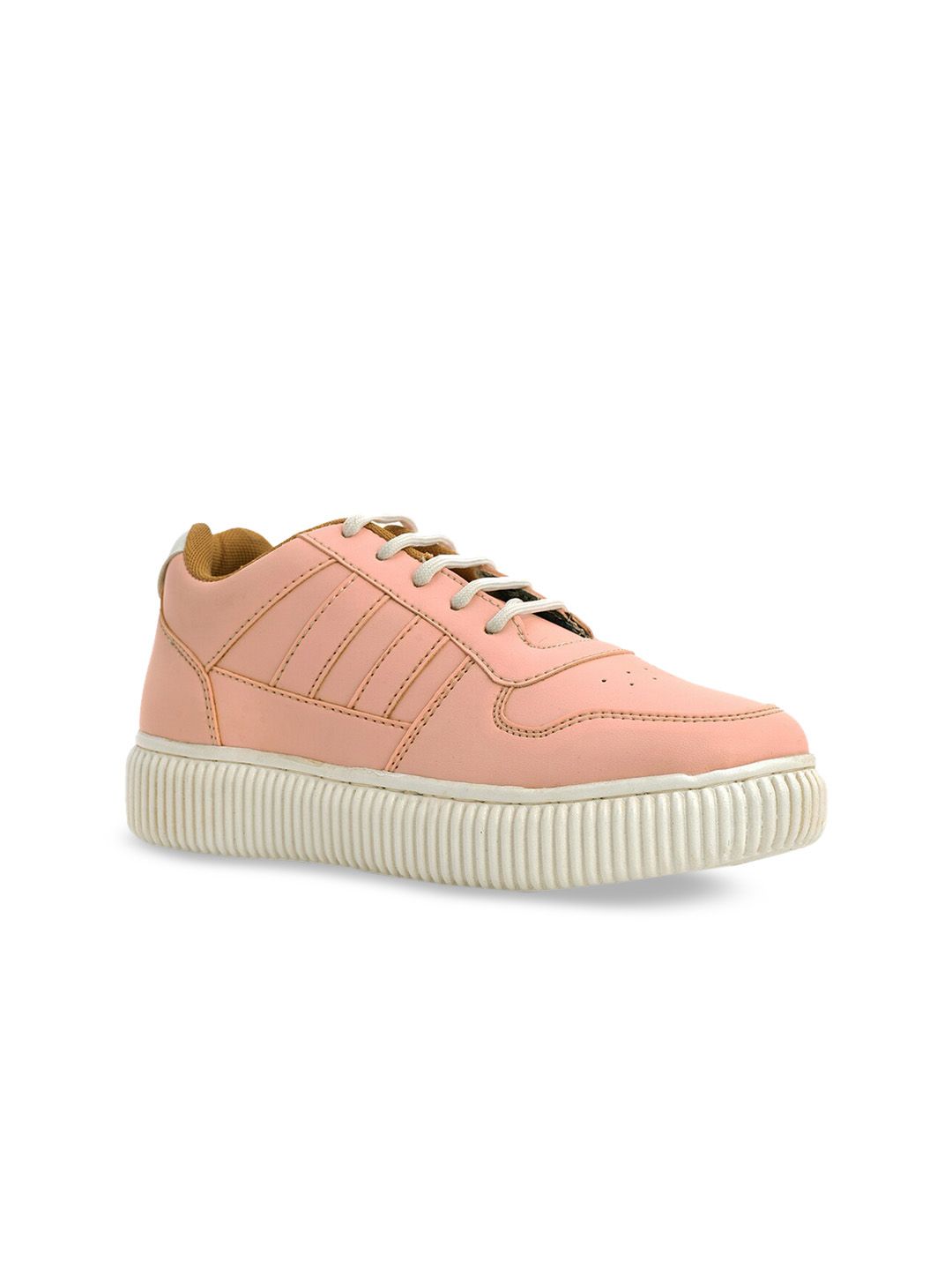 Khadims Women Pink Striped Sneakers Price in India