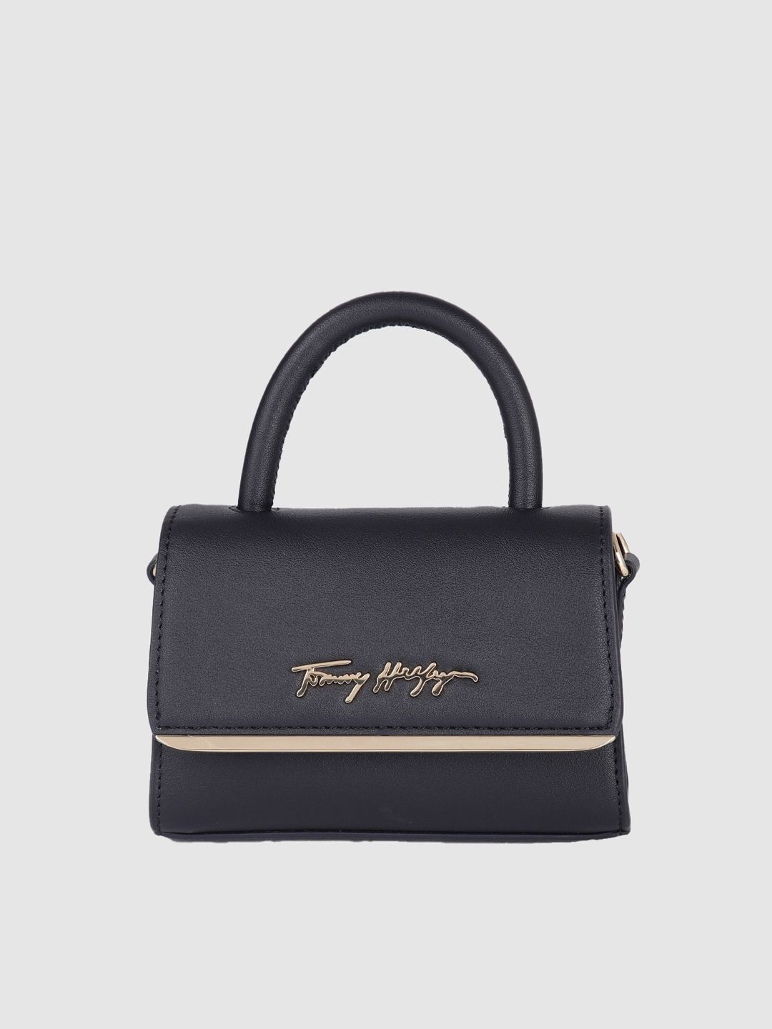 Tommy Hilfiger Navy Blue Solid Satchel Price in India