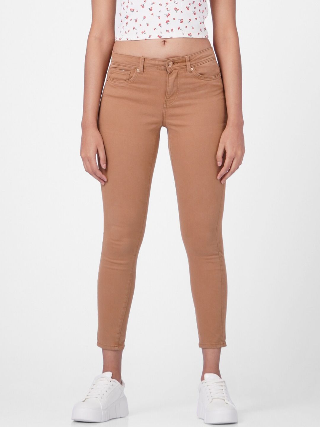 ONLY Women Brown Slim Fit Jeans Price in India