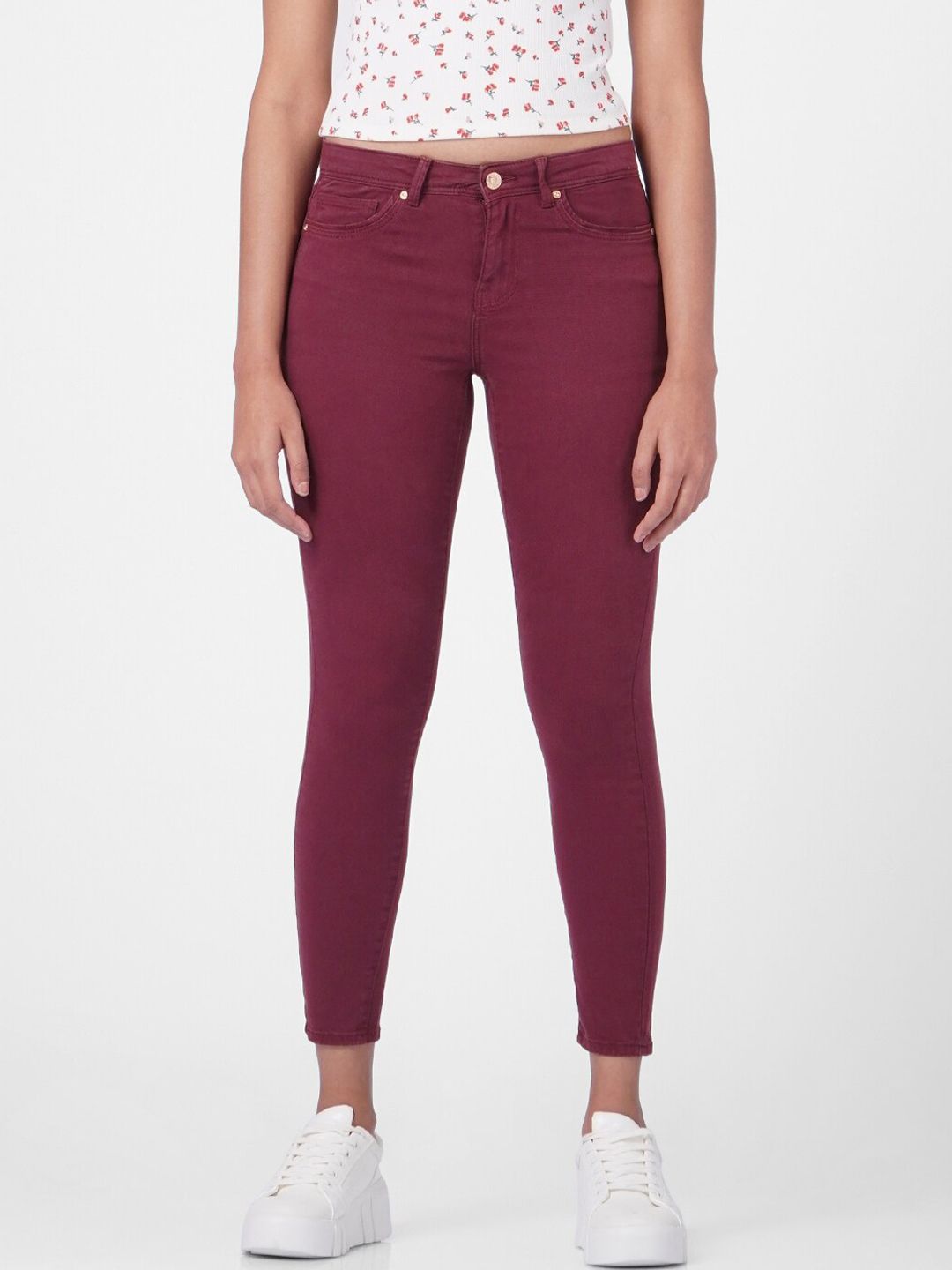ONLY Women Maroon Slim Fit Jeans Price in India