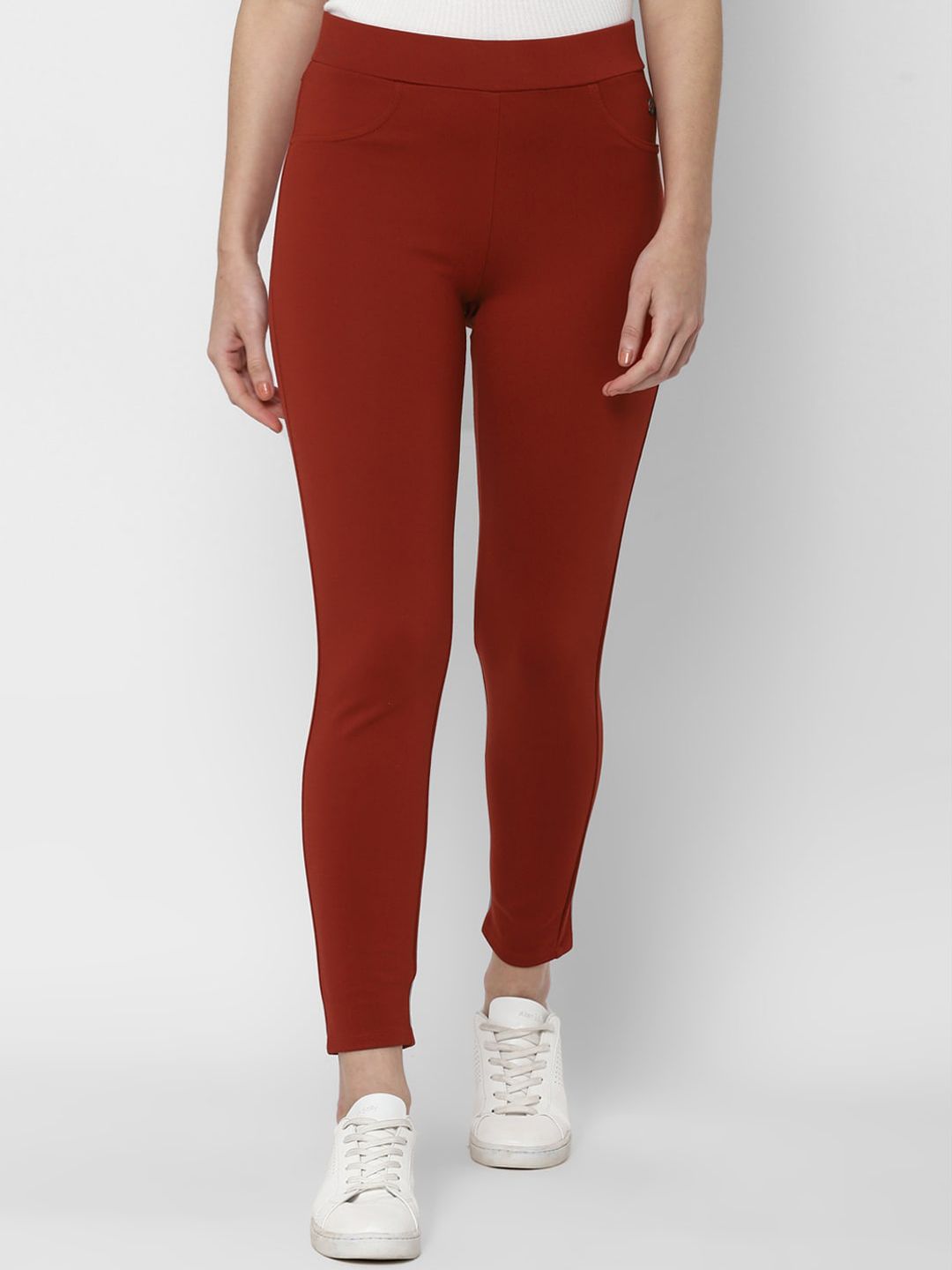 Allen Solly Woman Red Trousers Price in India