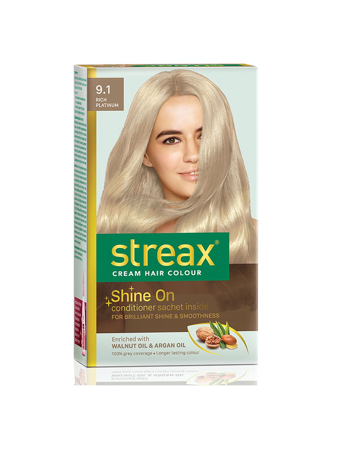 Streax 100% Grey Coverage & No Ammonia Cream Hair Colour 120ml - Rich Platinum