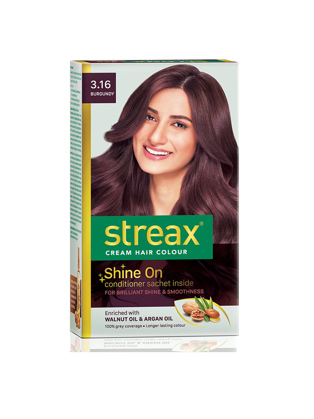 Streax 100% Grey Coverage & No Ammonia Cream Hair Colour 120ml - Burgundy 3.16