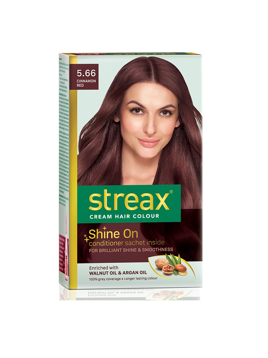 Streax 100% Grey Coverage & No Ammonia Cream Hair Colour 140ml - Cinnamon Red 5.66