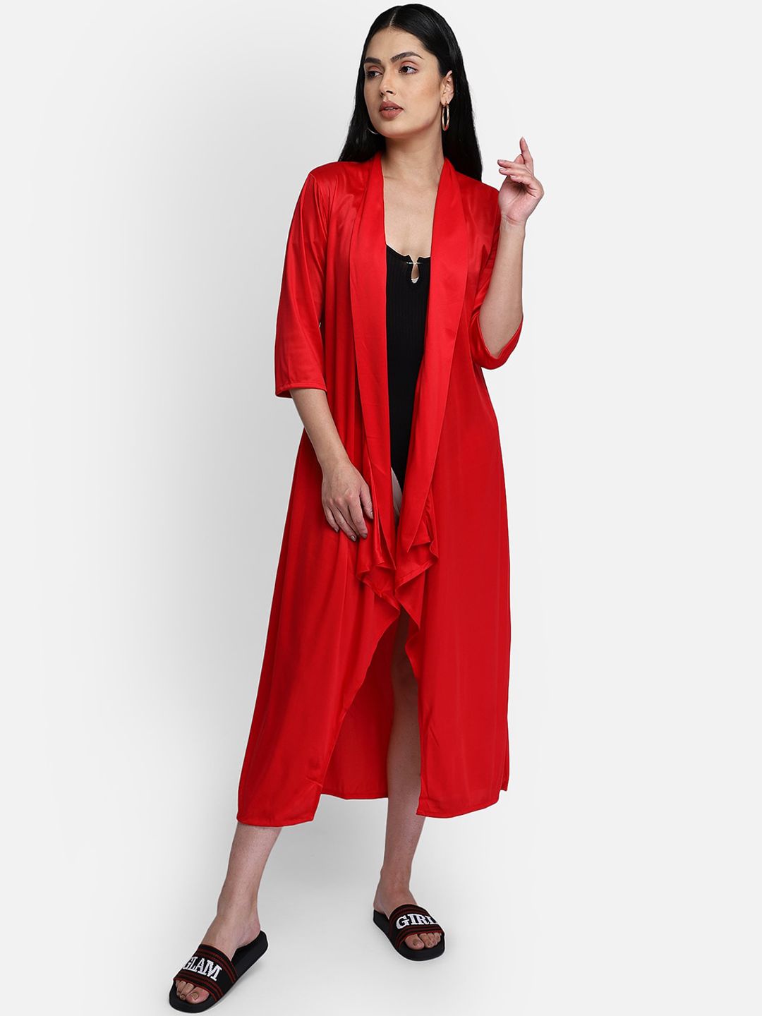 Smarty Pants Women Red Solid Cover-Up Dress Price in India
