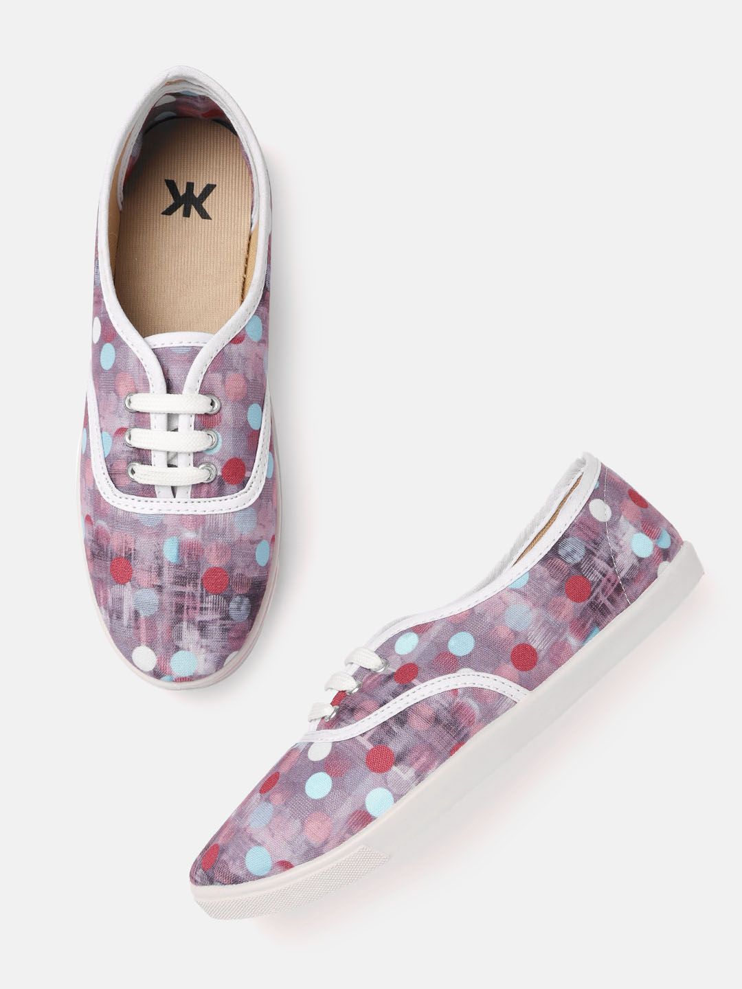 Kook N Keech Women Mauve & Blue Printed Sneakers Price in India