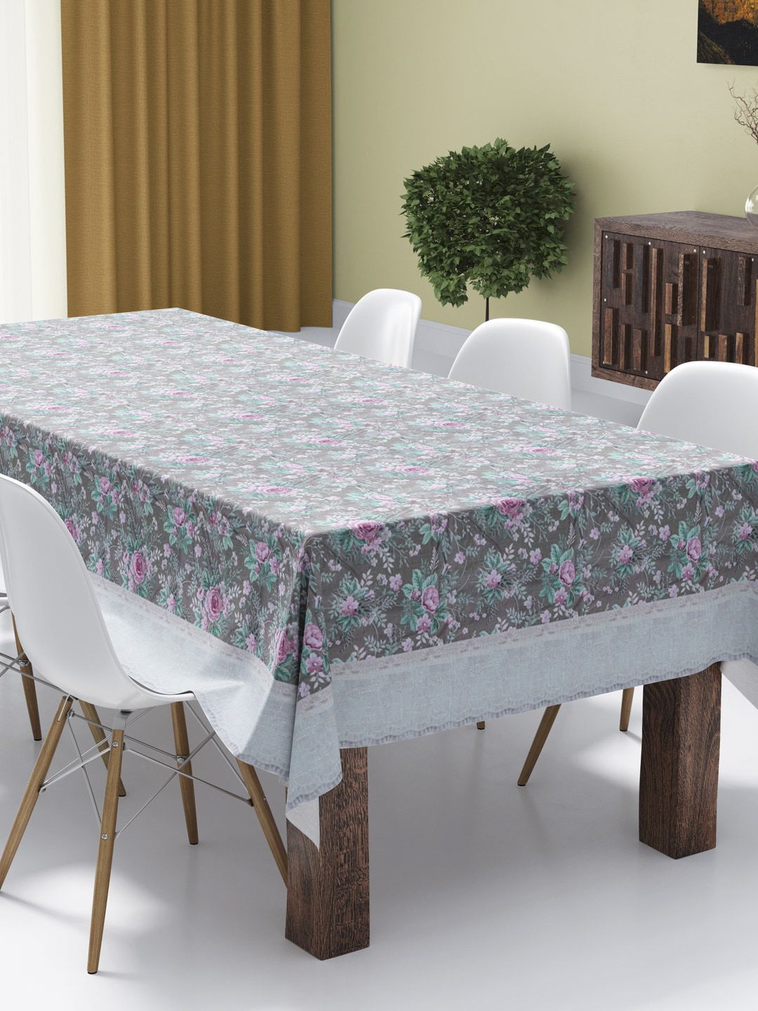 BIANCA Multicoloured Floral Print Vinyl PVC 2 Seater Table Cloth Price in India