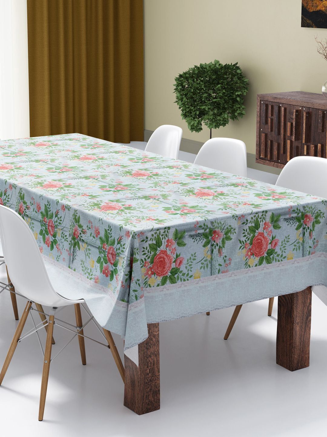 BIANCA Multicoloured Floral Print Vinyl PVC 4 Seater Table Cloth Price in India