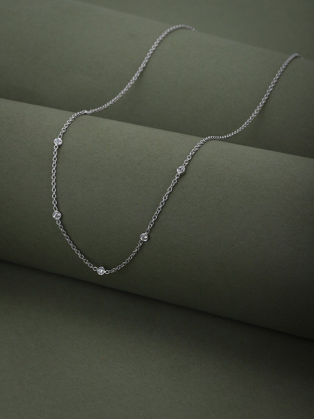 VANBELLE Silver-Toned Sterling Silver Rhodium-Plated Necklace Price in India