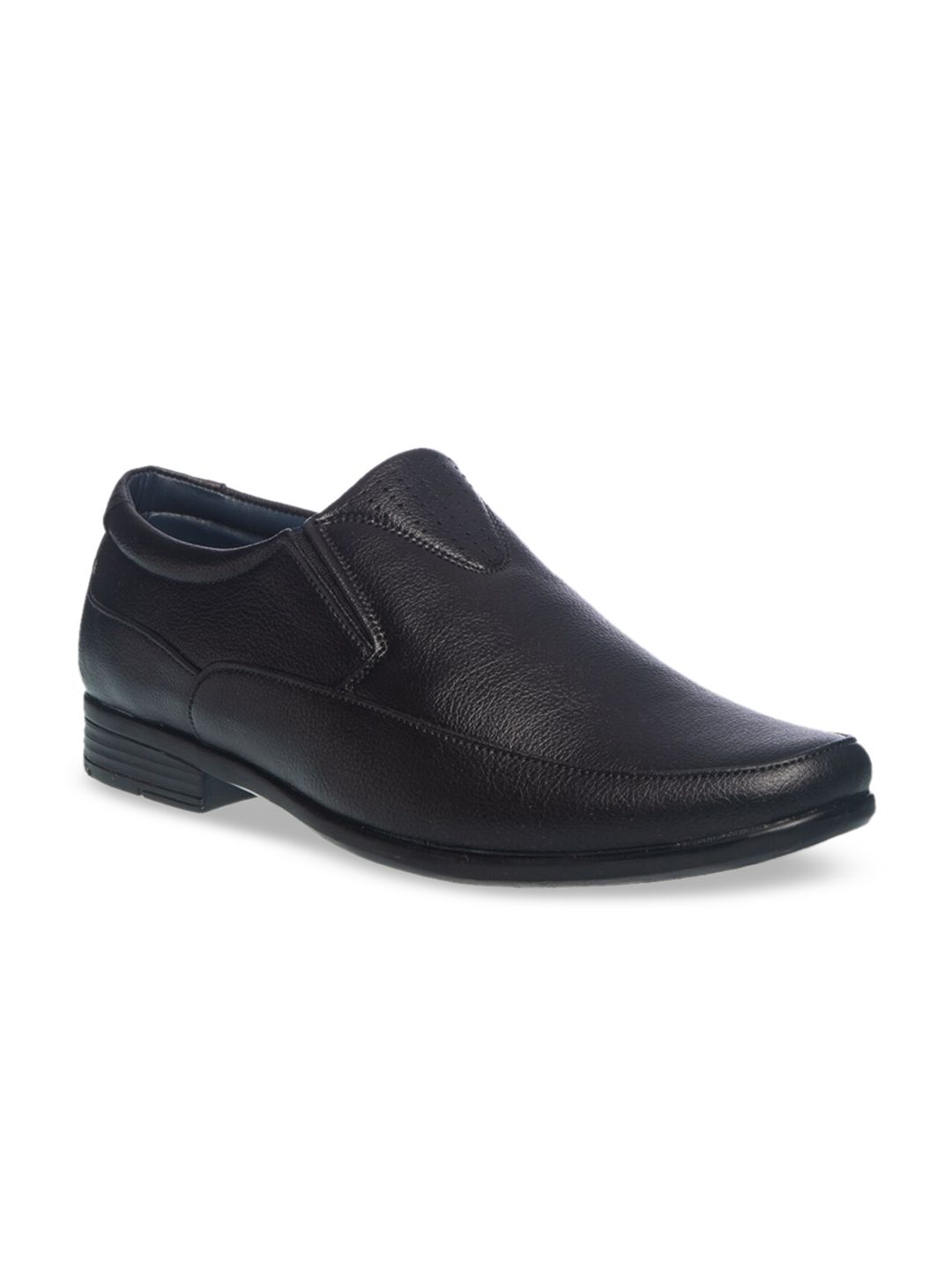 Khadims Men Black Solid Formal Slip-Ons