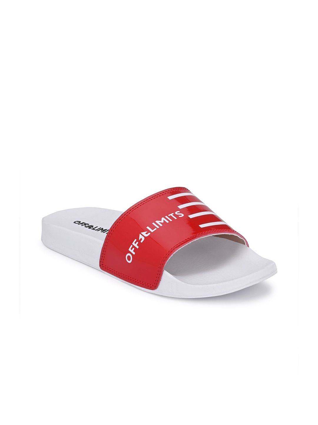 OFF LIMITS Women Red & White Printed Sliders Price in India