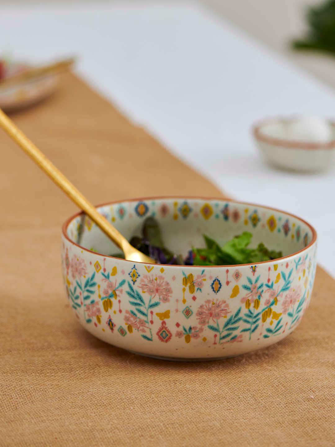 Chumbak White & Blue Floral Ceramic Serving Bowls Price in India