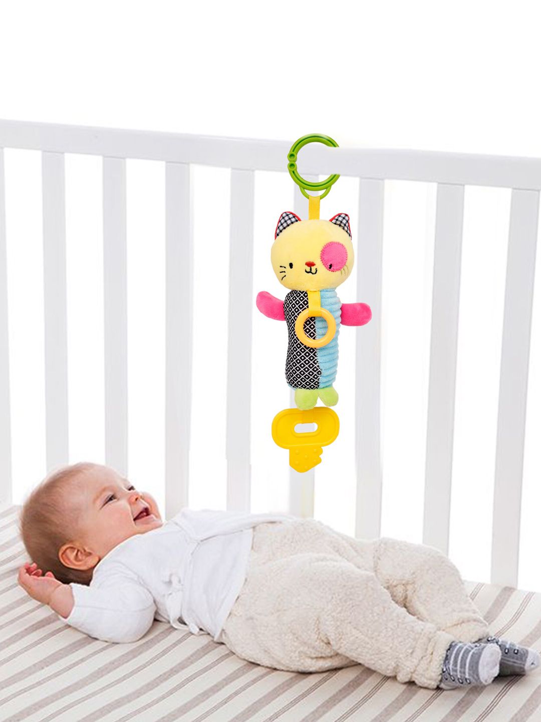 Baby Moo Yellow & Blue Mr. Patches Hanging Toy With Teether