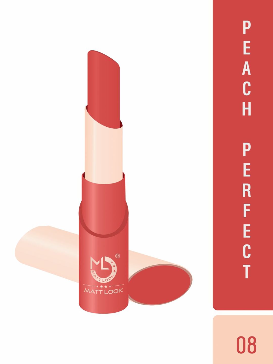 MATTLOOK Women Peach-Coloured Vivid Matte Lipstick Peach Perfect Price in India