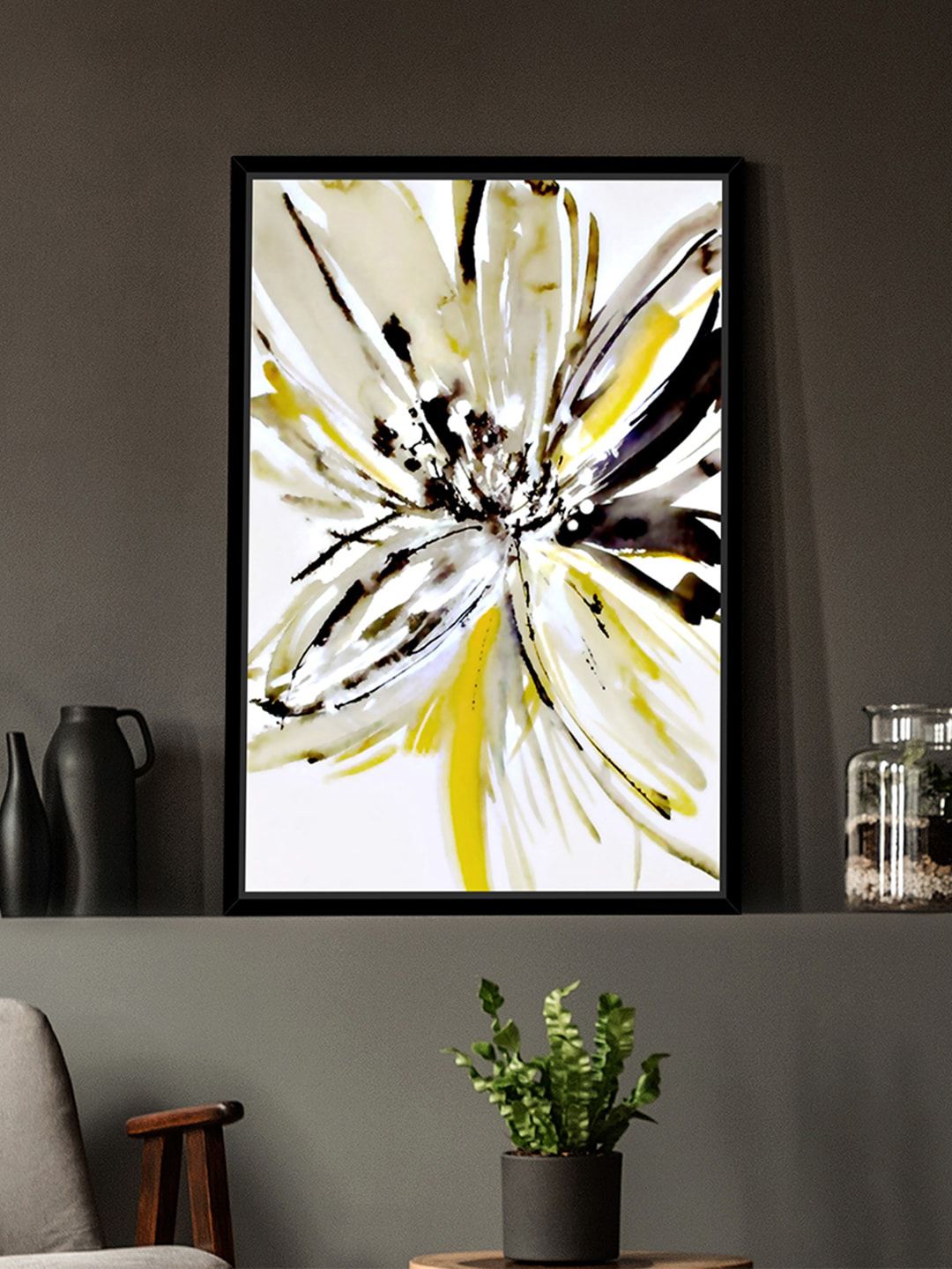 Art Street Yellow & White Floral Theme Painting Canvas Wall Art Price in India