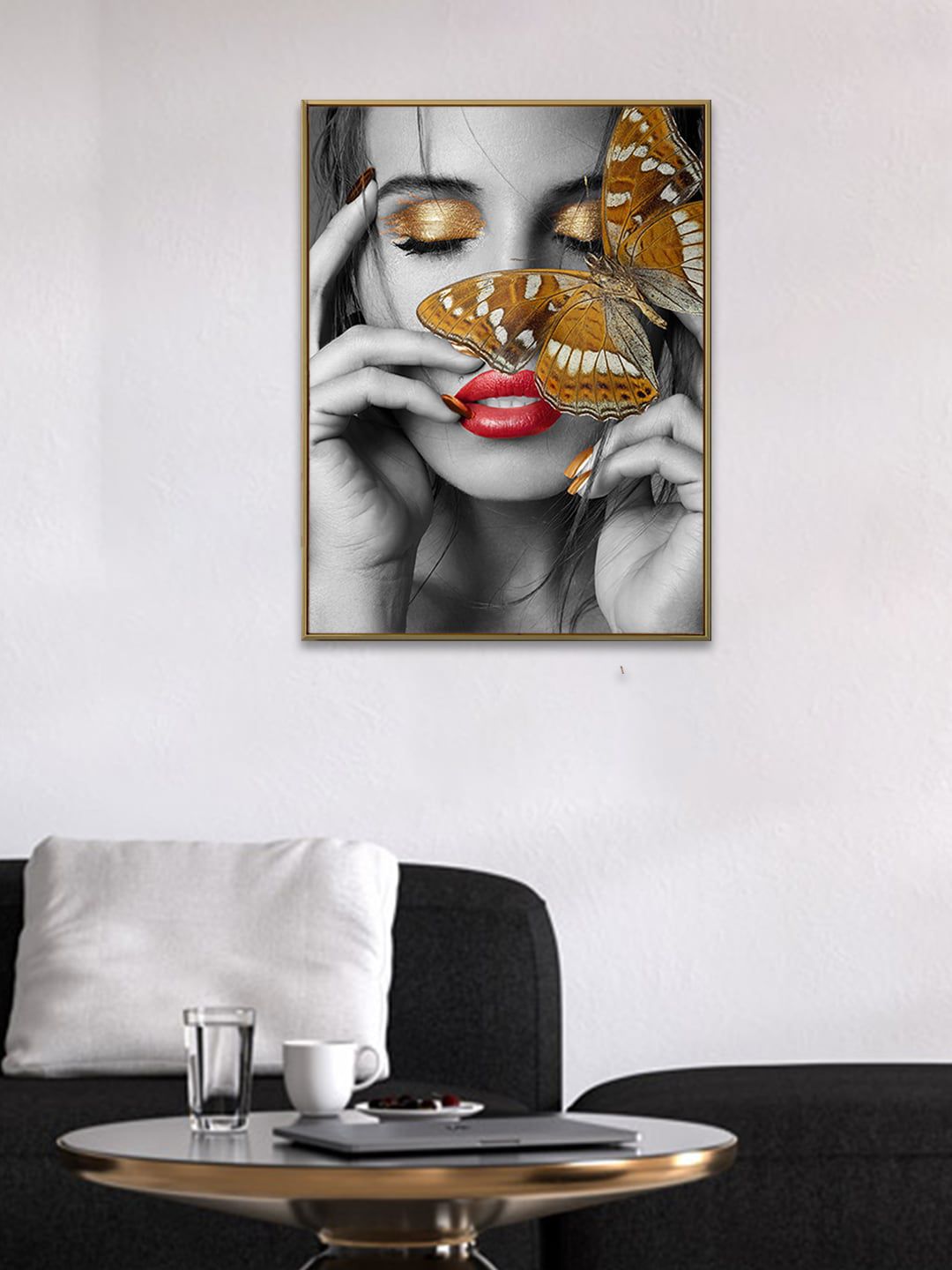 Art Street Gold-Coloured & Grey Portrait Theme Painting Canvas Wall Art Price in India