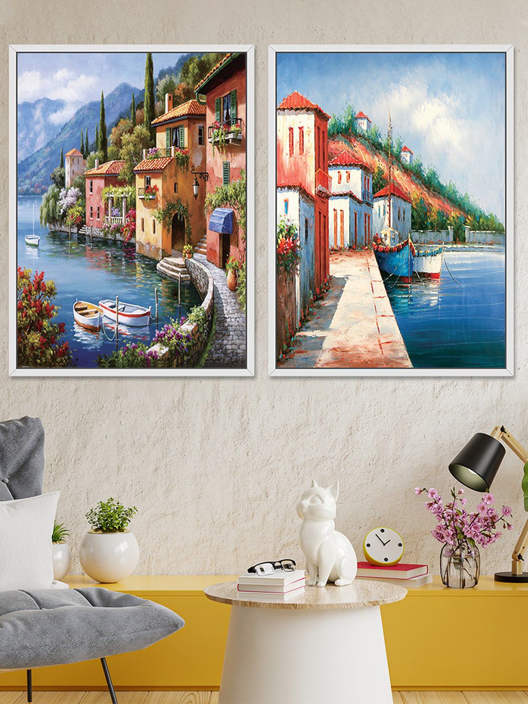 Art Street Set Of 2 Multicolored Landscape Theme Canvas Wall Art Price in India