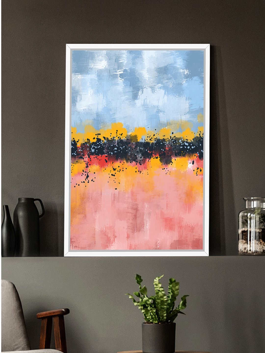 Art Street Blue & Pink Abstract Painting Canvas Wall Art Price in India