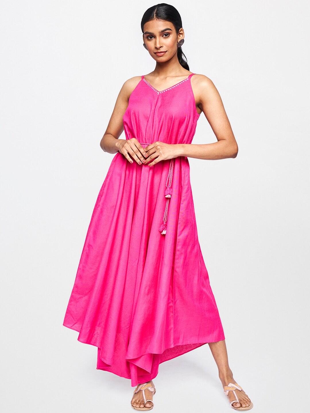 Global Desi Women Pink Solid Basic Jumpsuit Price in India